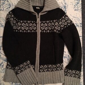 J. Crew Black and Gray Cardigan Sweater